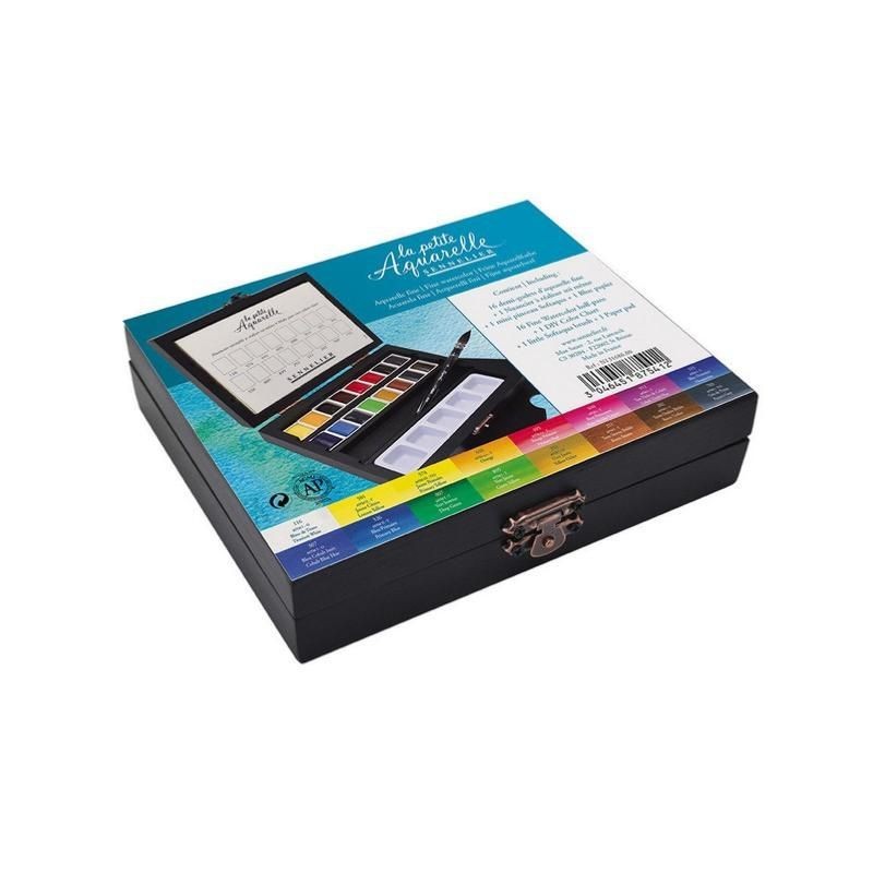 Coffret bois "La petite Aquarelle" - 16 demi-godets - Sennelier