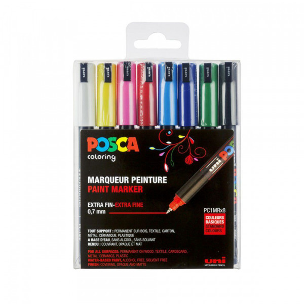 Marqueur noir Posca PC-1MR pour métal, tissu, verre pointe ultra fine 0,7  mm, Noir , Lot de 3 : : Cuisine et Maison