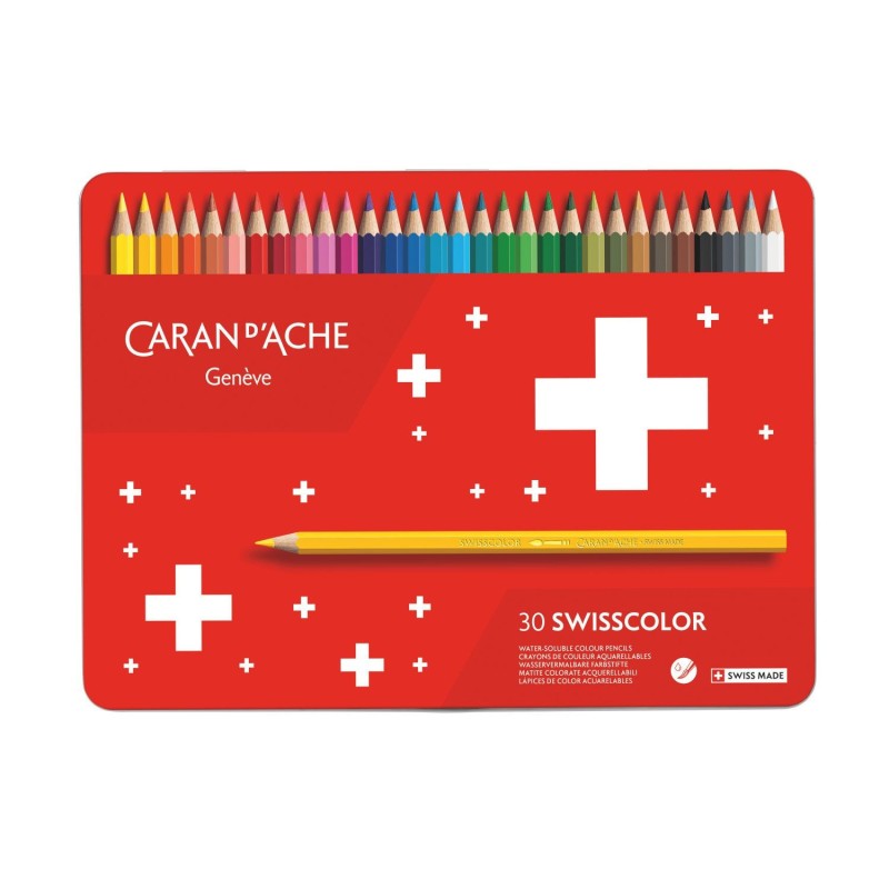 Boîte métal de crayons de couleurs aquarellables SwissColor de Caran d'Ache