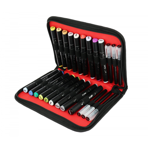 Trousse Graph'it contenant 18 marqueurs à alcool + 6 feutres calibrés -  Creastore