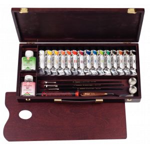 Coffret 15 tubes rembrandt extra fine et accessoires 