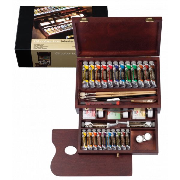 Coffret en bois de peinture à l'huile