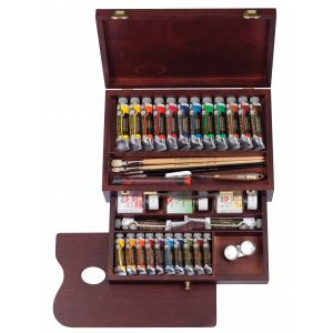 Coffret Huile complet tiroir 24 tubes Rembrandt et accessoires 