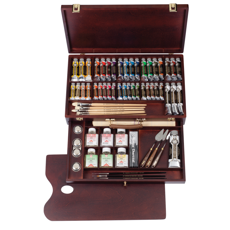 Coffret Huile complet tiroir 41 tubes Rembrandt et accessoires 