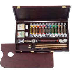 Coffret Huile complet tiroir 13 tubes Rembrandt et accessoires 