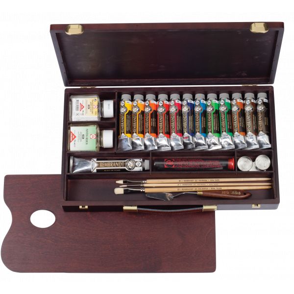 Coffret Huile complet tiroir 13 tubes Rembrandt et accessoires 