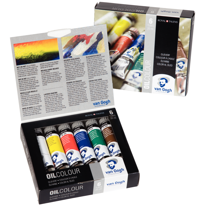 Boîte de 6 tubes de peinture huile fine Van Gogh