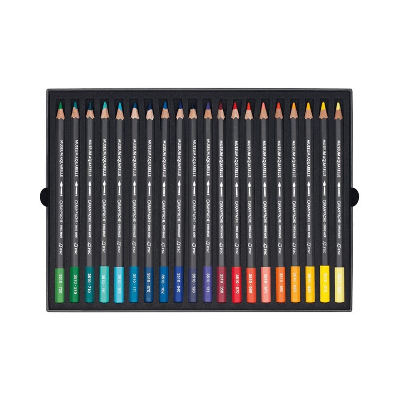 Contenu de la boîte de 40 crayons aquarellable Museum - Caran d'Ache