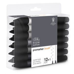 Set de 12 Promarker Brush Tons gris + blender