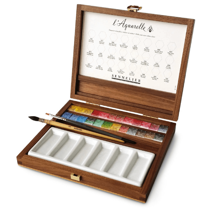 Coffret aquarelle extra-fine 24 demi-godets + 2 pinceaux - Sennelier