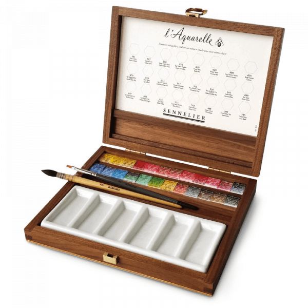 Boîte d'aquarelle extra-fine - 24 demi-godets - Winsor & Newton - Creastore