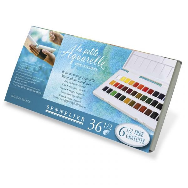 Boîte de voyage la petite aquarelle - 36 demi-godets dont 6 offerts - Sennelier