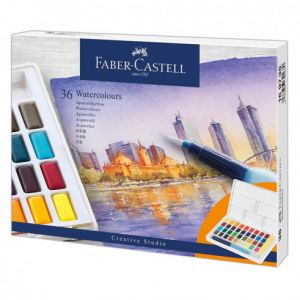 Boîte de 36 demi-godets d'aquarelle Faber-castell