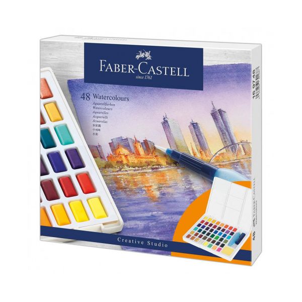 Boîte de 48 demi-godets d'aquarelle Creative Studio Faber-castell