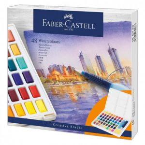 Boîte de 48 demi-godets d'aquarelle Faber-castell