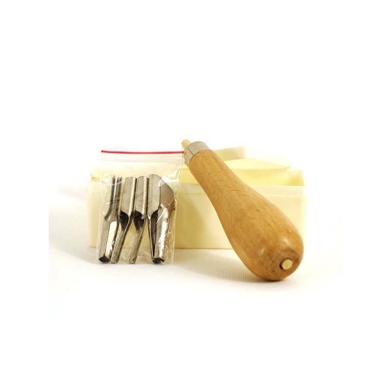 Assortiment de gouges + manche pour linogravure