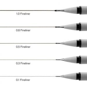 Largeurs des 5 feutres calibrés Winsor & Newton