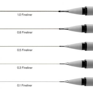 Largeurs des 5 feutres calibrés Winsor & Newton