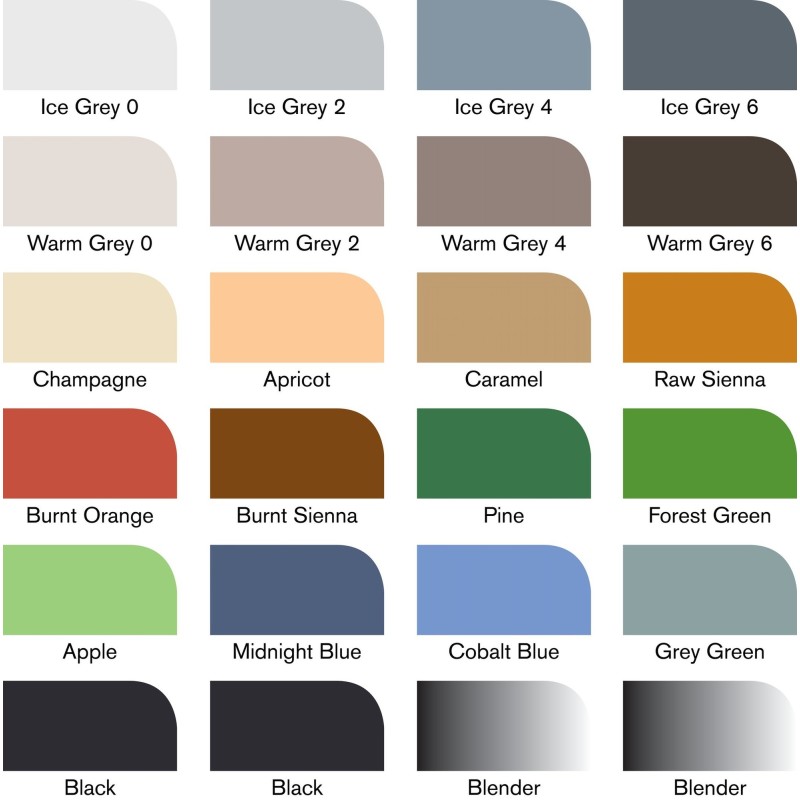 24 couleurs du set Architecte Promarkers