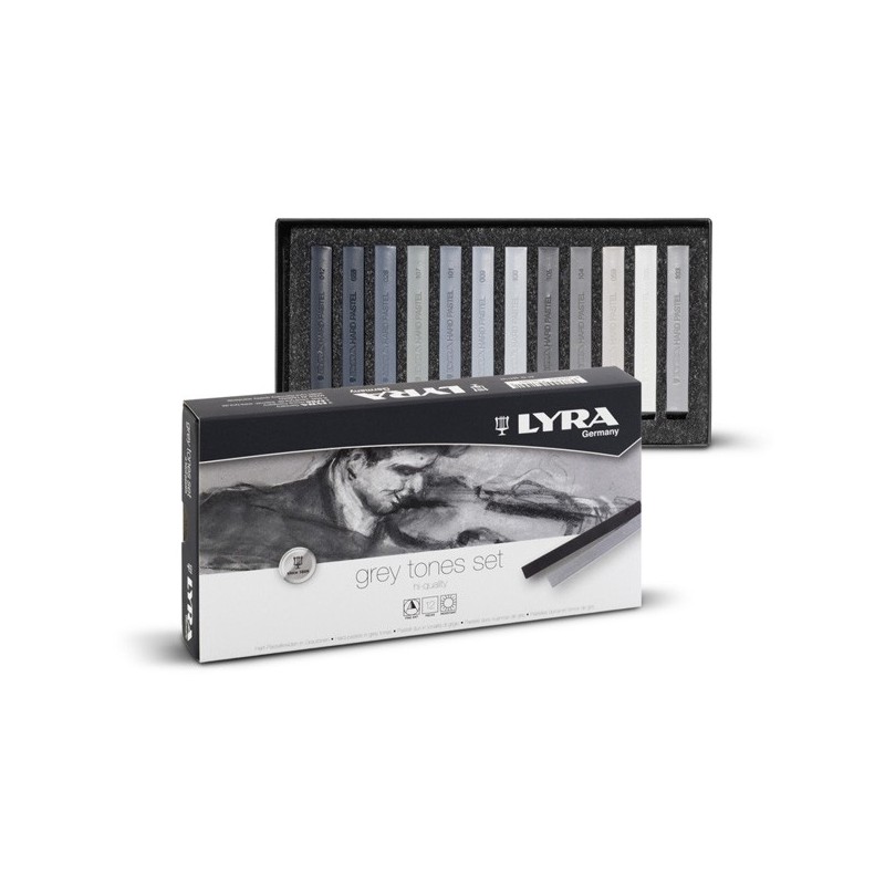 Set de 12 pastels secs "nuances de gris" - LYRA