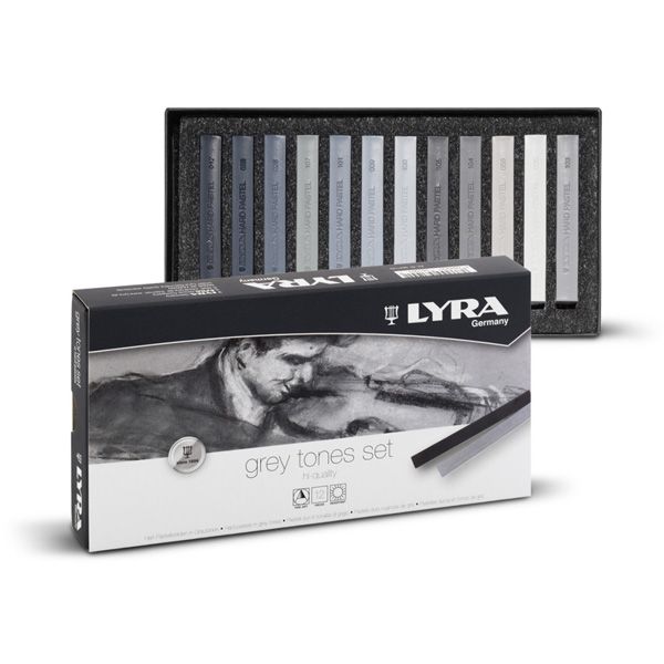 Set de 12 pastels secs "nuances de gris" - LYRA
