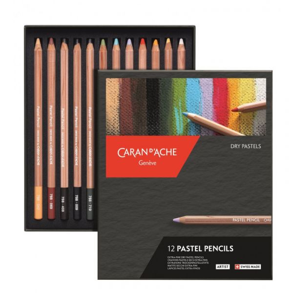 Boîte de 12 crayons pastels Caran d'Ache