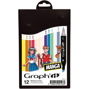 Set de 12 marqueurs à alcool Graph'it Manga 