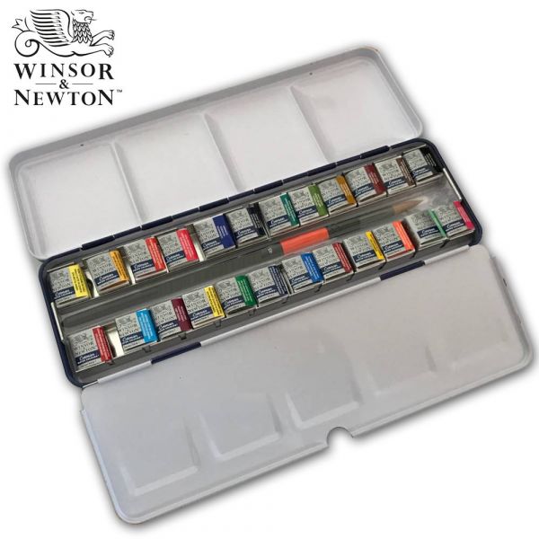 Boîte d'aquarelle Cotman Blue Box - 24 demi-godets - Winsor & Newton