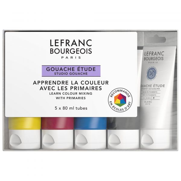 Set gouache étude 5x80ml - couleurs primaires -  Lefranc Bourgeois 