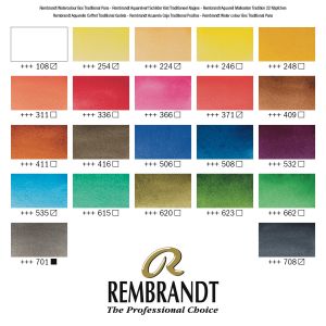 Nuancier couleurs coffret Rembrandt Traditionnal