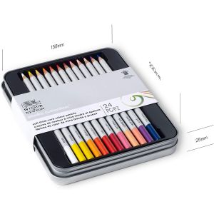 24 crayons de couleur avec boite en métal de rangement
