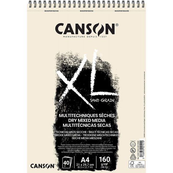 Bloc de papier dessin CANSON MI-TEINTES 160 g - A4 - noir