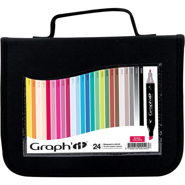 Trousse de 24 marqueurs à alcool Graph'it - Creastore