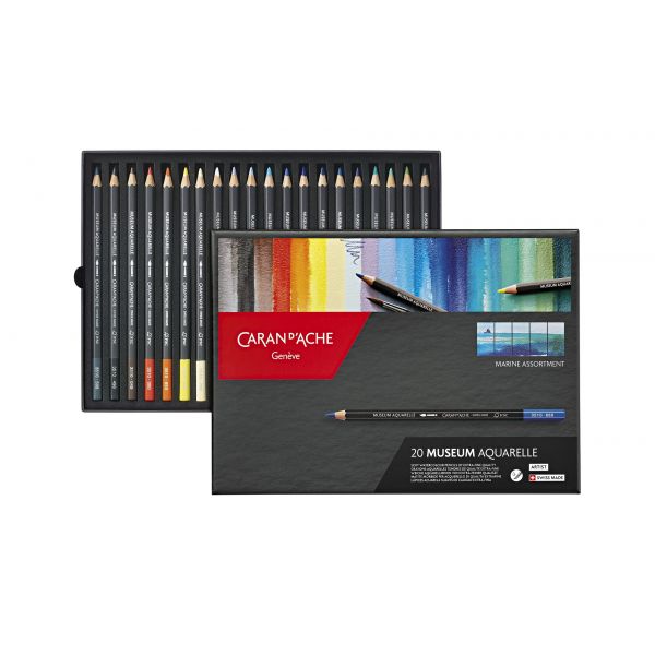 Boîte de 20 crayons aquarelle Museum - Marine - Caran d'Ache