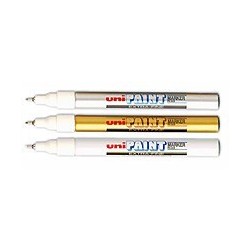 Uni Paint marker, or, argent, blanc, feutre permanent