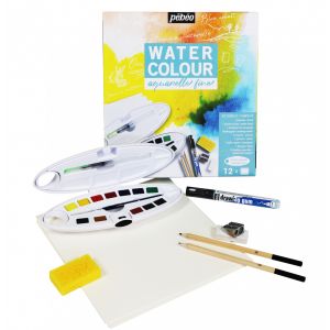 Kit Aquarelle fine 12 demi-godets - Pébéo