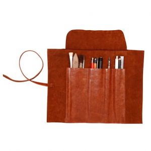 Trousse Flying Spirit - Cuir véritiable - couleur cognac Clairefontaine