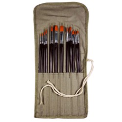 Set de 12 pinceaux synthétiques+ natte coton