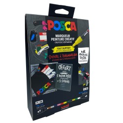 Pochon de 11 marqueurs POSCA + autocollants