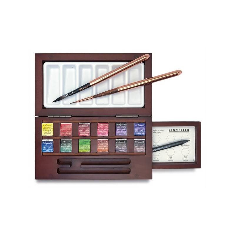 Coffret bois aquarelle extra-fine Sennelier + accessoires