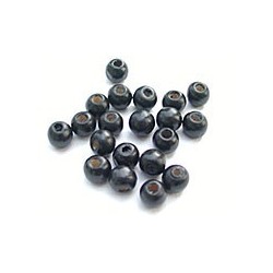 Perles bois rond - "Noir"