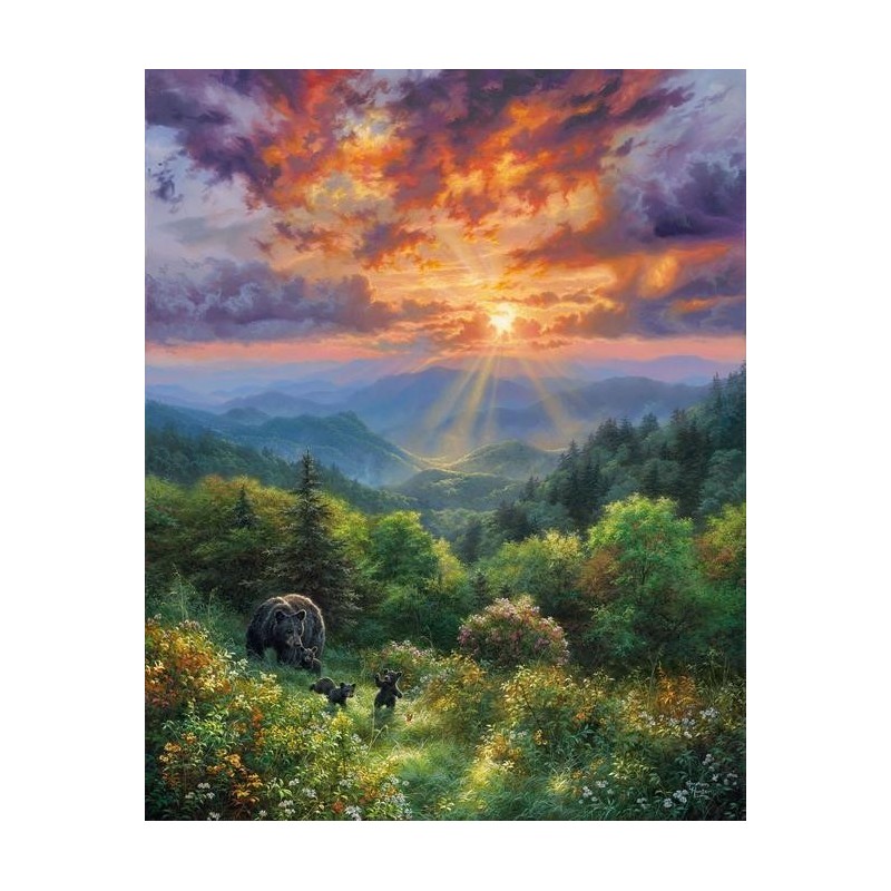 Peinture par numéros - Ours et coucher de soleil - Figured'Art 