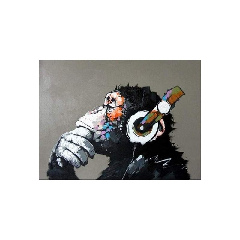 Peinture par numéros - Singe casque audio - Figured'Art 