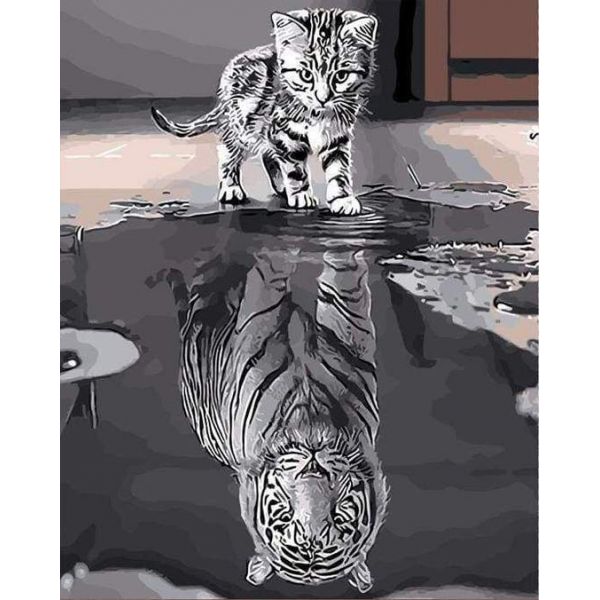 Peinture par numéros - Chaton Reflet Tigre - Figured'Art 