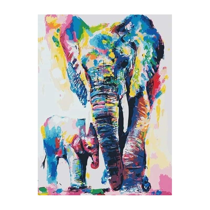 Peinture par numéros - Eléphants Aquarelle - Figured'Art 