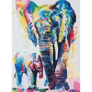 Peinture par numéros - Eléphants Aquarelle - Figured'Art 