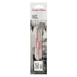 Set 3 estompes, tortillon et gomme mie de pain - Conté