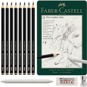 Set de 8 crayons Pitt Graphit Matt + accessoires - Faber-Castell