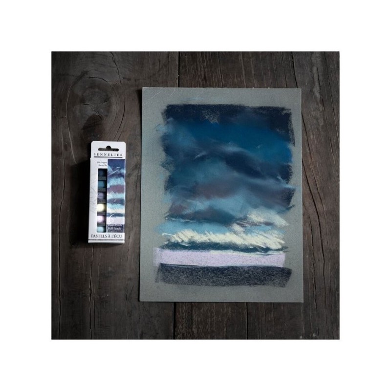 Etui 6 demi pastels à l'écu - Ciel orageux - Sennelier
