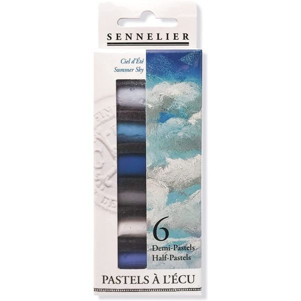 Etui 6 demi pastels à l'écu - Ciel d'été - Sennelier